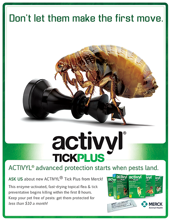 Table Sign promoting Activyl Flea&Tick control products